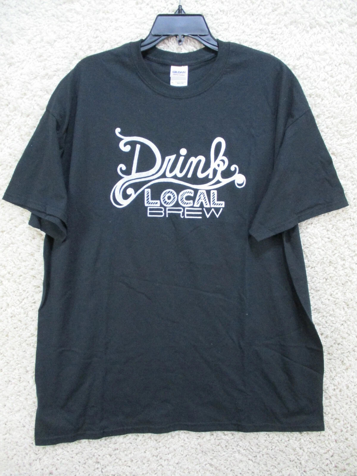 Drink Local Beer Brew Mens Shirt XL Black Short Sleeve Round Neck Cotton Tee