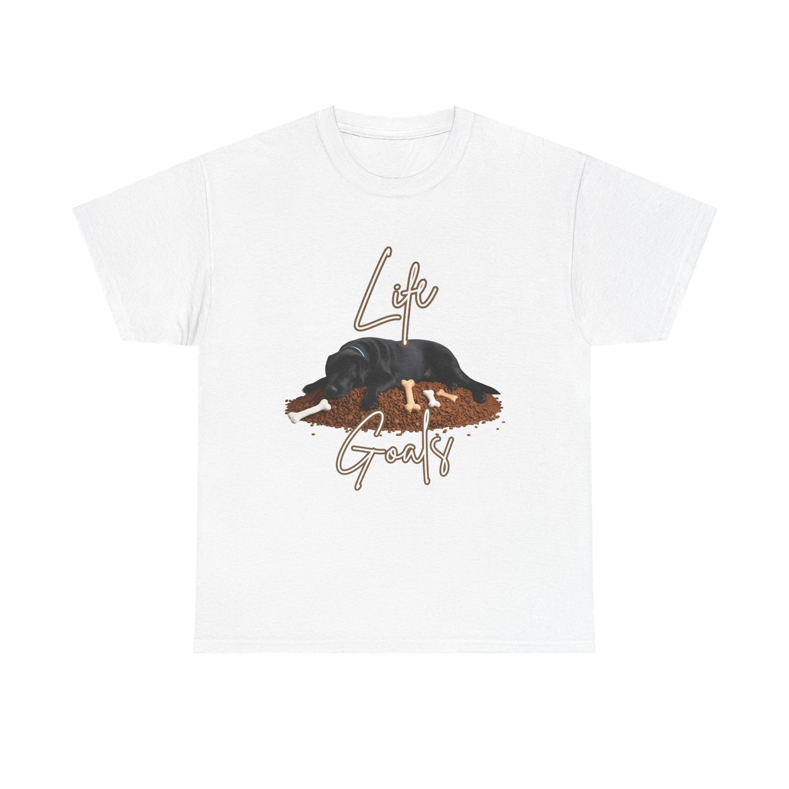 Life Goals Dog Shirt - Funny Lazy Black Lab Sleeping on Coffee Beans T-Shirt Tee