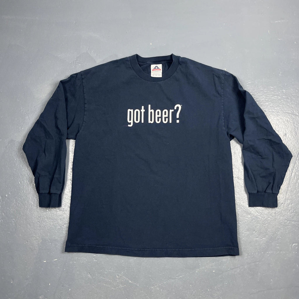 Vintage Y2K Got Beer? Long Sleeve Tshirt XL Black VTG Humor