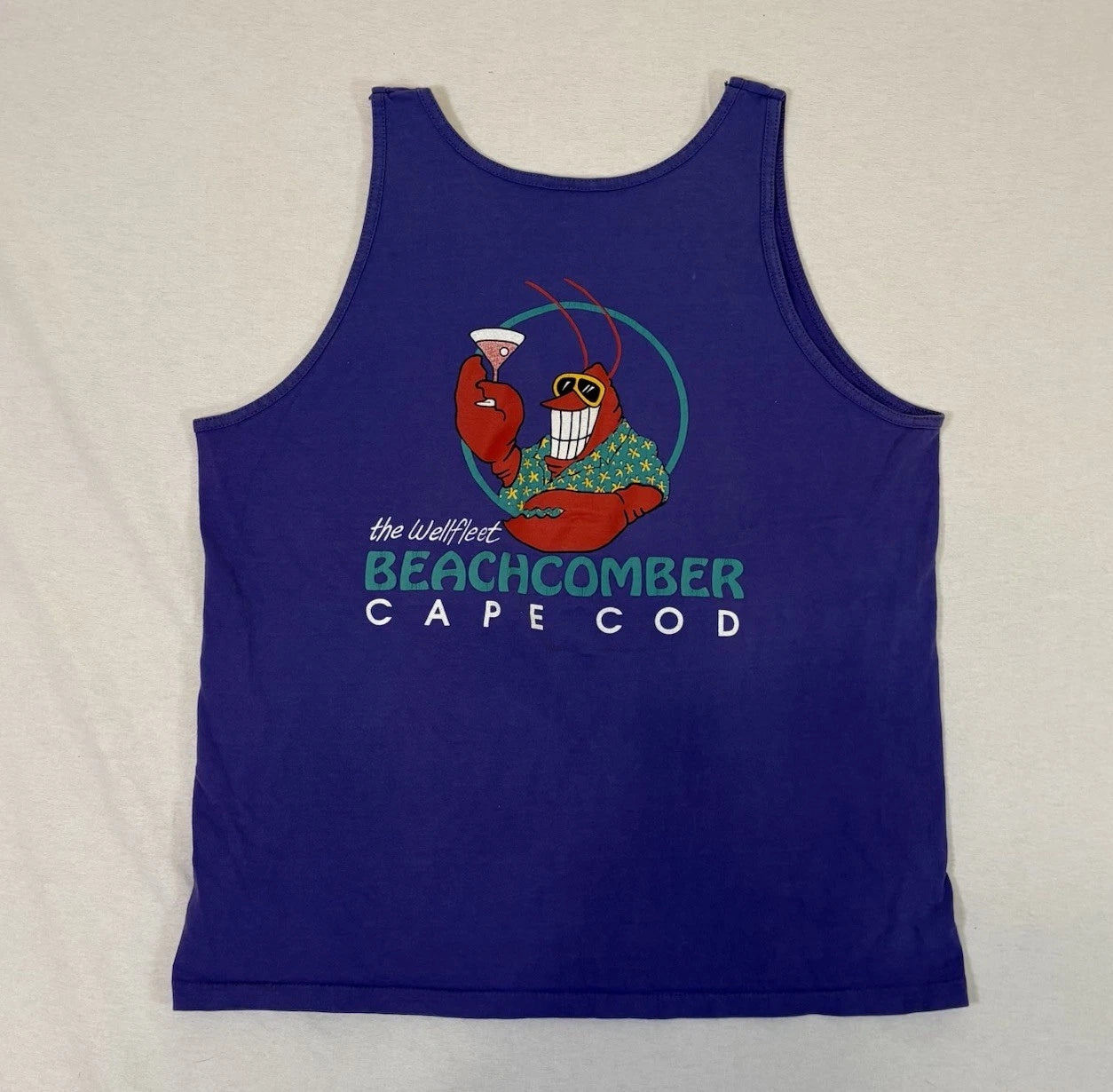 Vintage Cape Cod Shirt Mens L Purple Tank Top Lobster Made In USA Cotton 90s