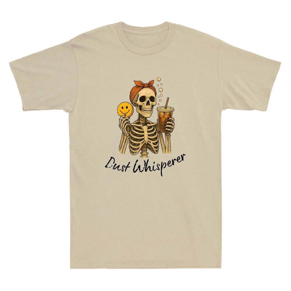 Dust Whisperer - Cleaning Halloween Funny Skull Hold Coffee Meme Men's T-Shirt