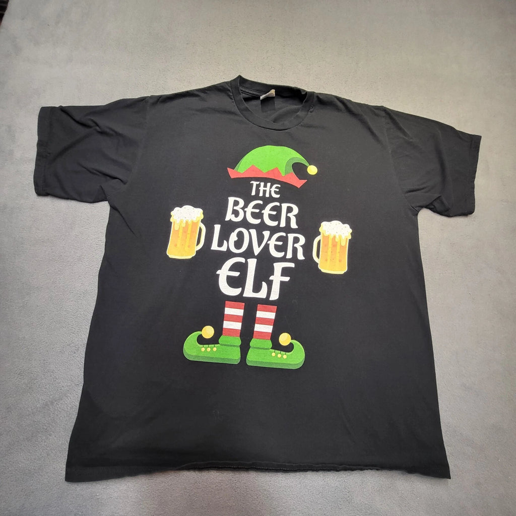 Beer Lovin Elf Shirt Mens XL Black Short Sleeve Funny Graphic