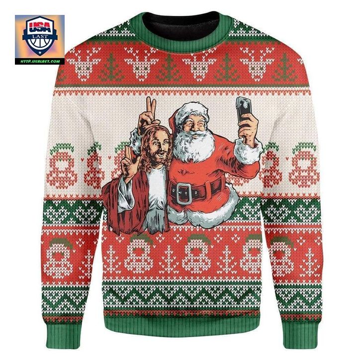 Santa And Jesus Christmas Personalized Unisex 3D Ugly Sweater