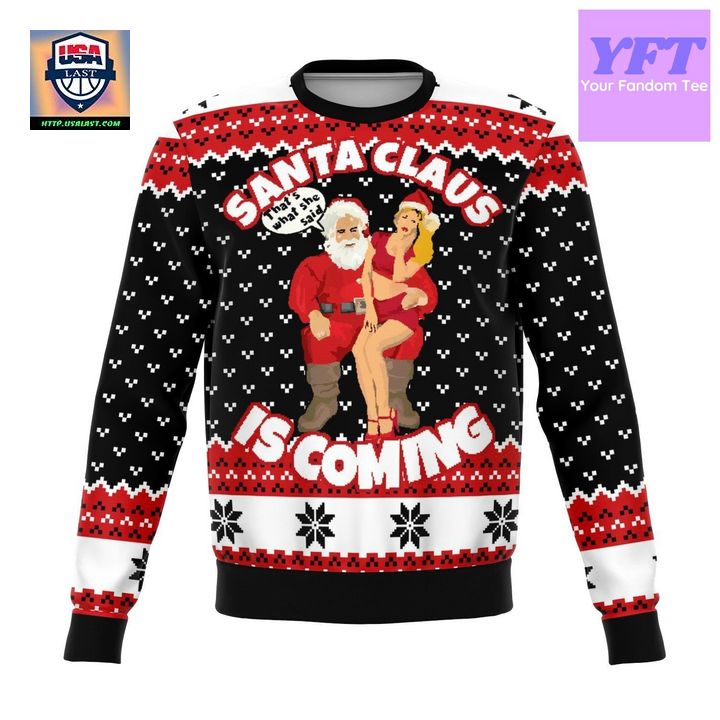 Santa Is Coming Meme Design 3d Ugly Christmas Sweater