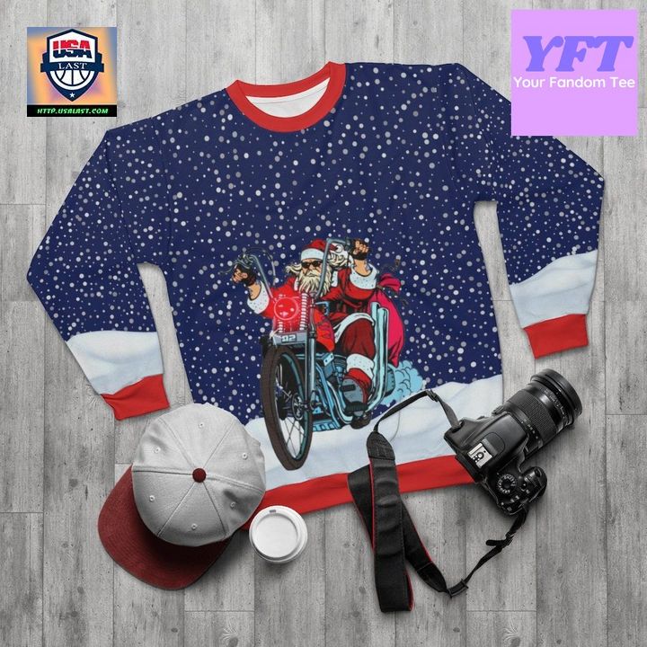 Santa Merry Driving Bike 3d Ugly Christmas Sweater