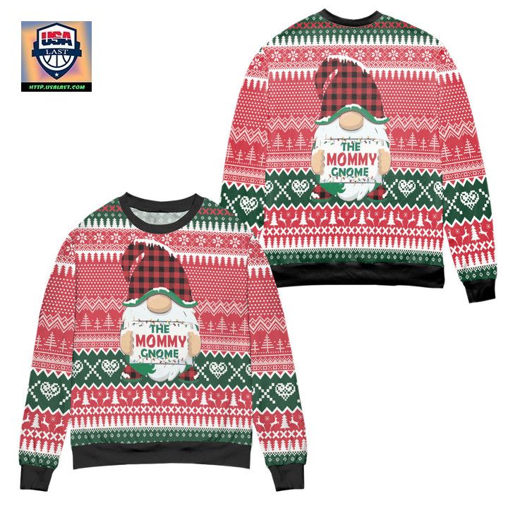 Santa My Mommy Gnome Ugly Christmas Sweater Red Green