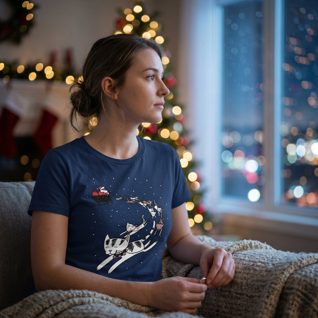 Cats In Christmas Sleigh Women's T Shirt