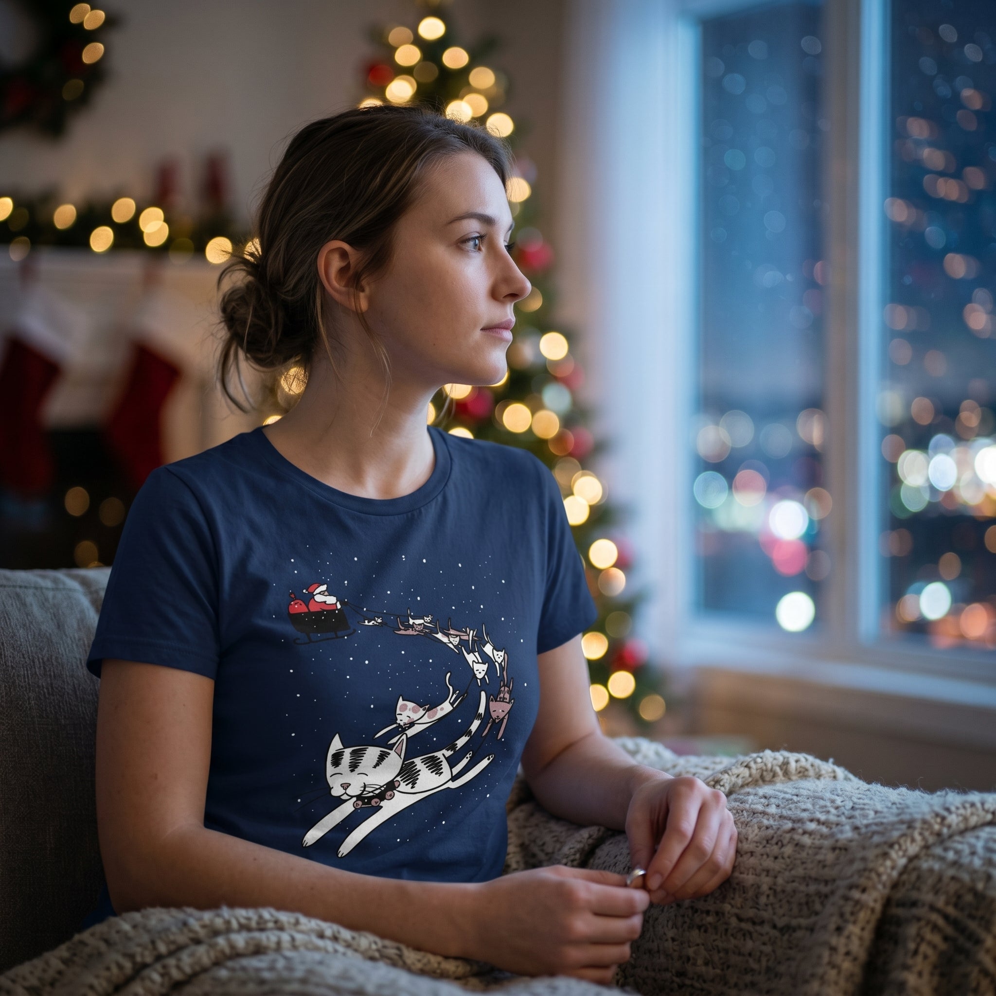 Cats In Christmas Sleigh Women's T Shirt