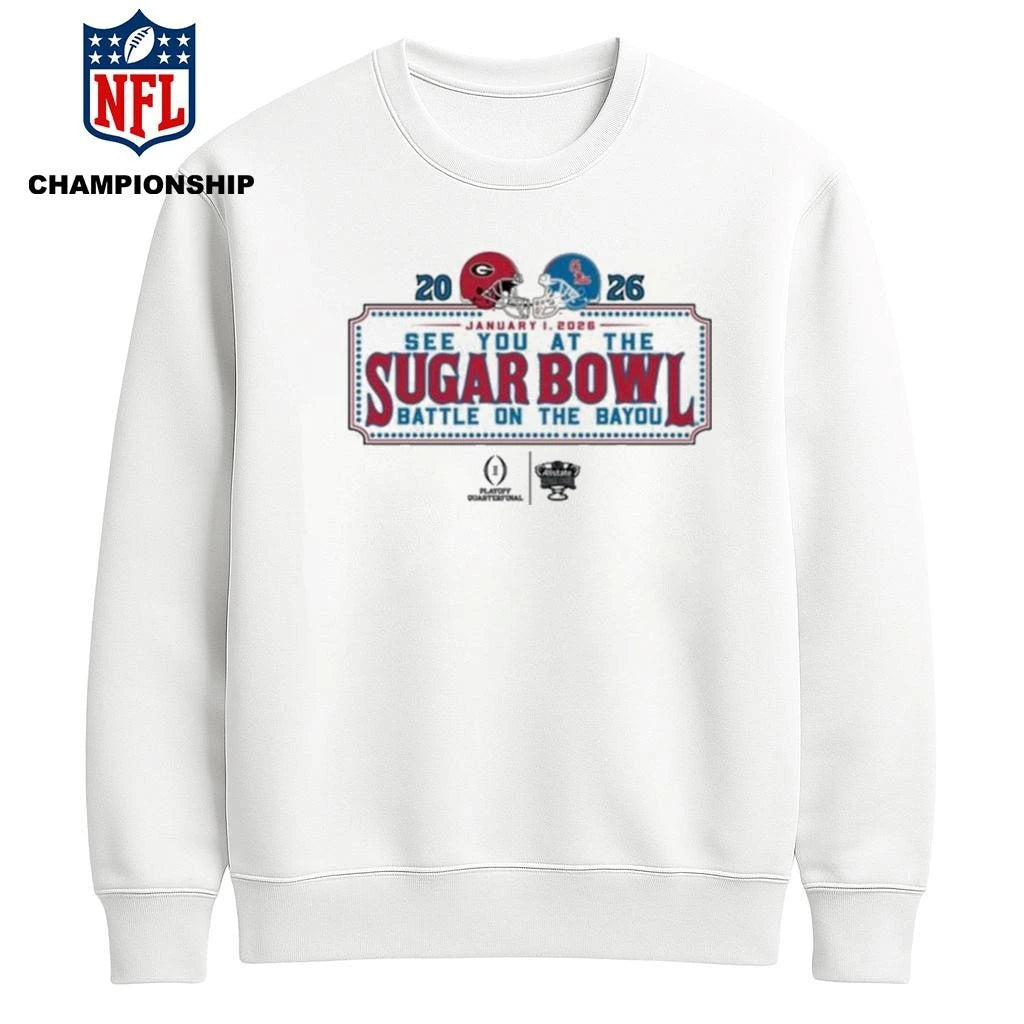 See You At The Sugar Bowl Dueling Helmet 2026 Georgia Vs Ole Miss Shirt
