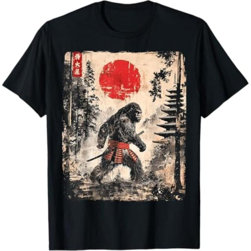 short sleeve shirt  Samurai Bigfoot Japanese Vintage Graphic Ukiyo-e Art Funny T-Shirt style 02 Hoodie, Sweatshirt