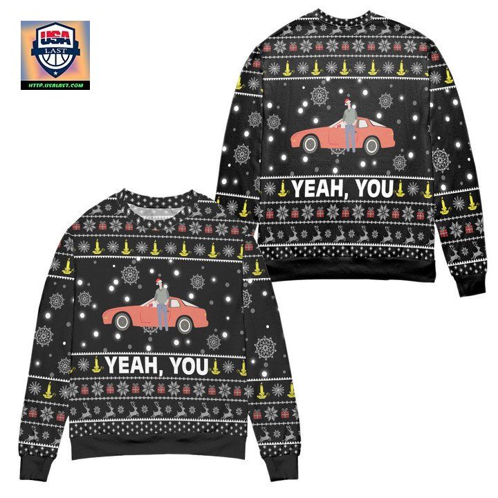 Sixteen Candles Yeah You Snowflake Pattern Ugly Christmas Sweater Black