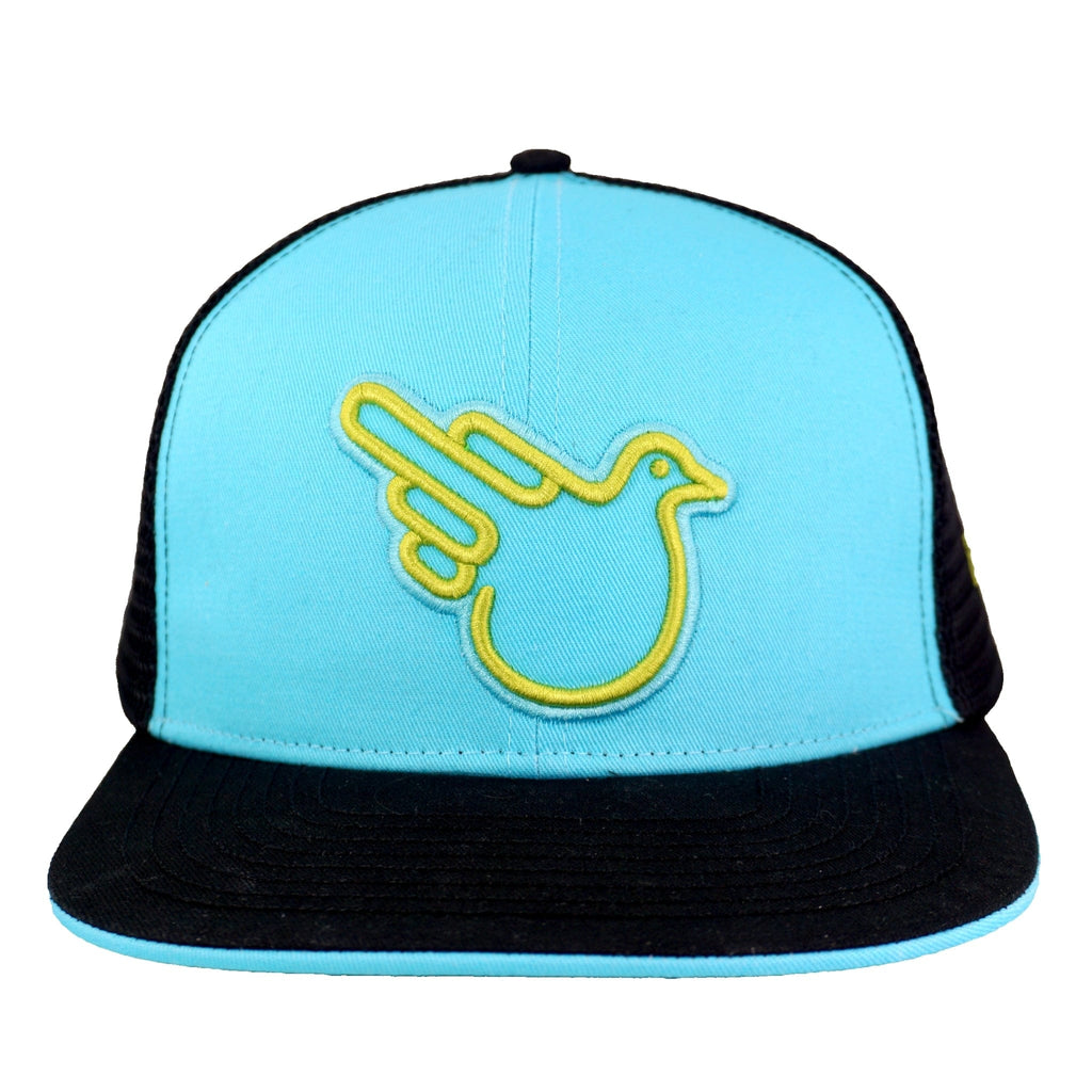 Sky Blue Flat Bill Snap Trucker