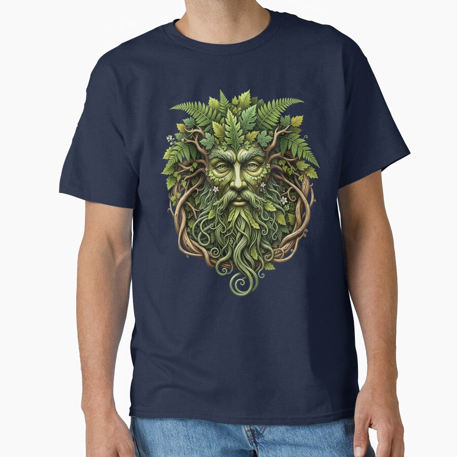 The Green Man Spirit of the Forest Folklore T-Shirt by Johan Proud Blade