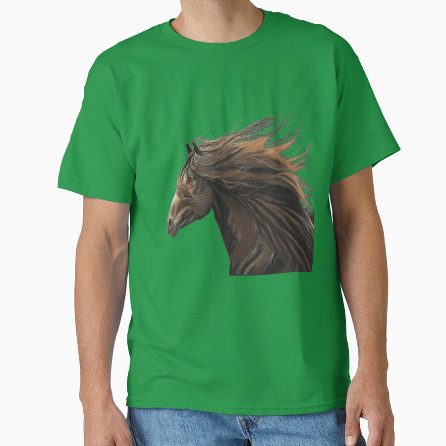 Beautiful Horse art green background - Equestrian art - horse lover by IslesArt