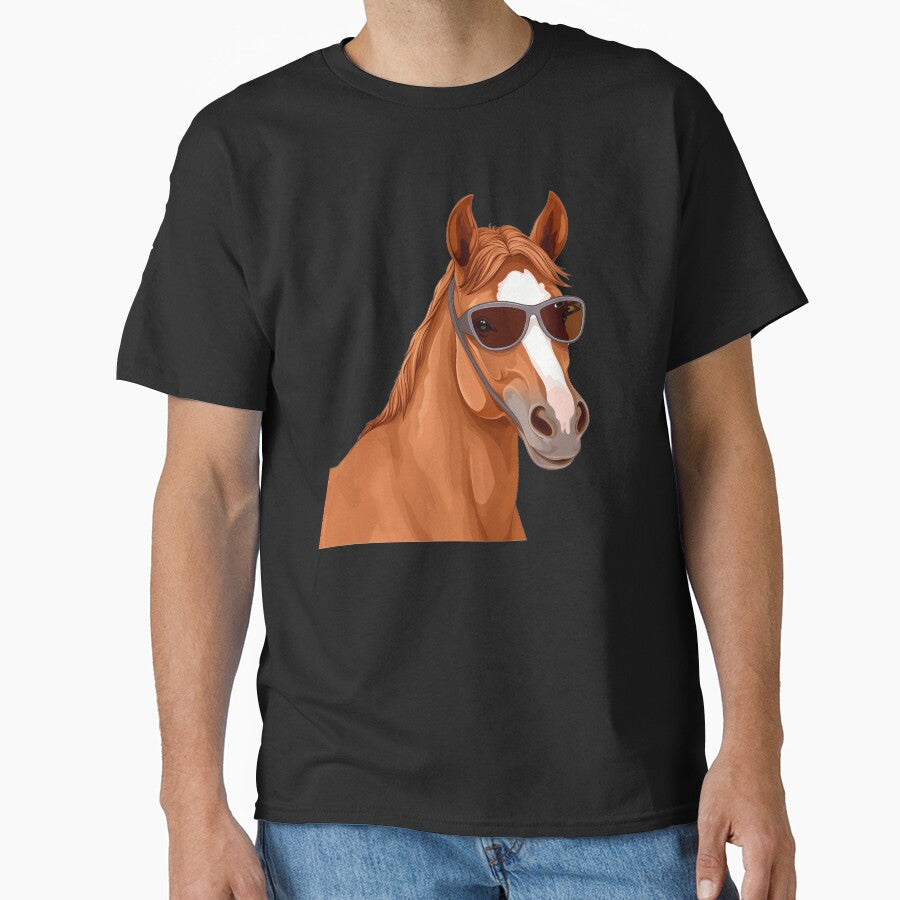Funny Brown Horse Wearing Sunglasses, Cute Illustration by NBSStore