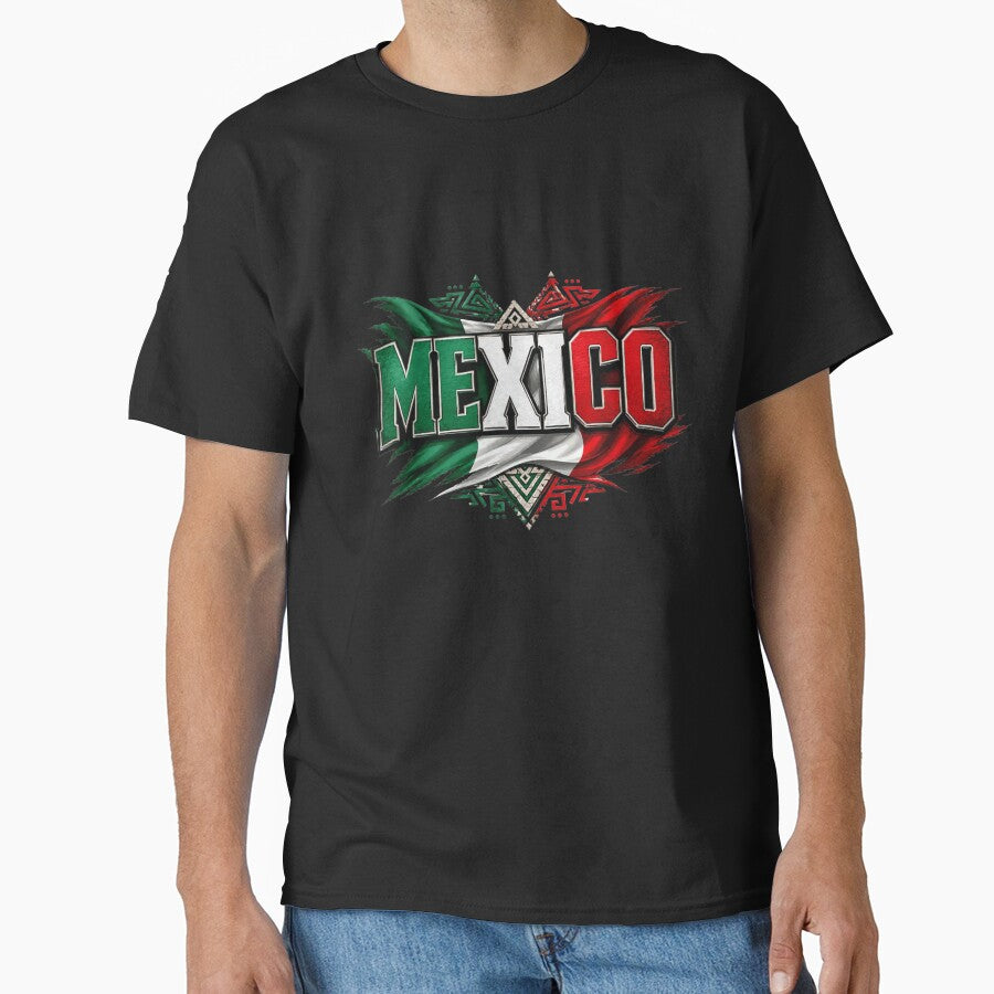 Proud Mexico Flag Aztec Tribal Pattern Heritage Independence Day Graphic Art by ObukiLantara