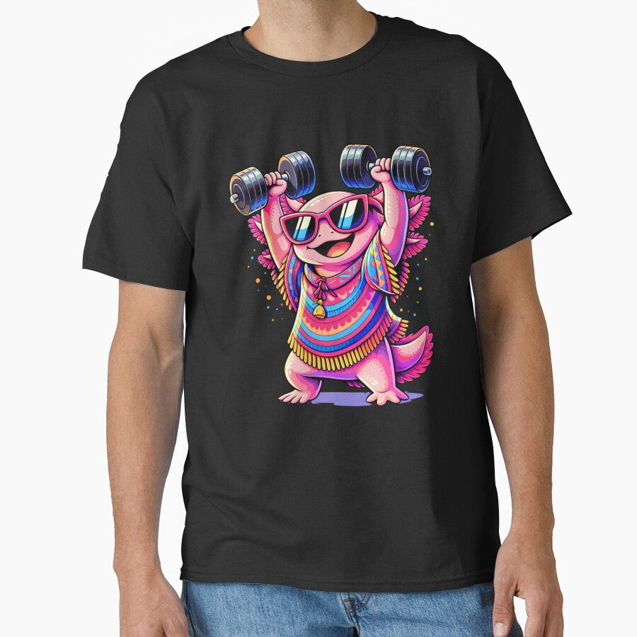 Cool Fitness Axolotl Lifting Dumbbells – Funny Pop Art Gym Animal by ColorSplash123