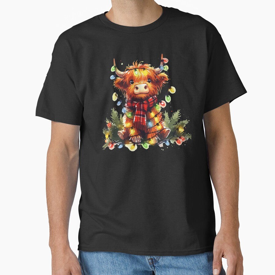 Cute Christmas Highland Cow Heilan Coo Christmas Lights by TomFrontierArt
