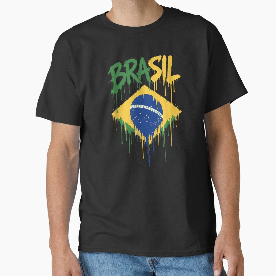 Patriotic Brazil Flag Paint Drip Splash Effect Brasil National Pride Design by Phil Ben