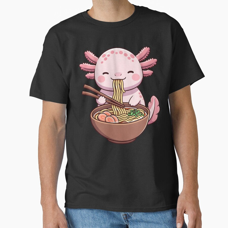 Kawaii Axolotl Eating Ramen by Clauxel