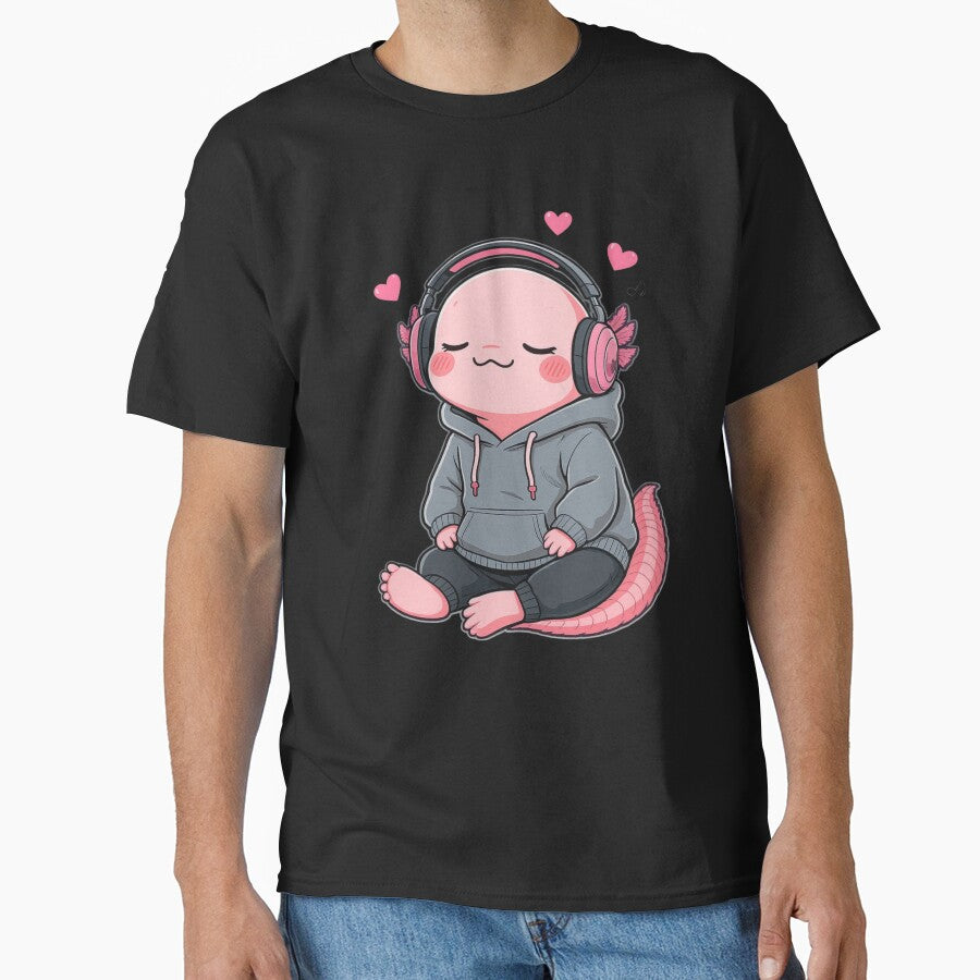 Love Music Axolotl – Lo-Fi Romance Chill Illustration by ColorSplash123