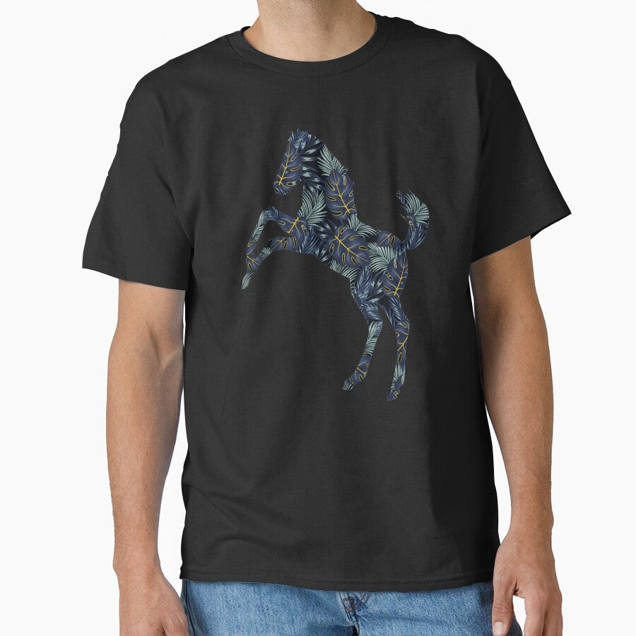 Mustang Horse Palm Tree Monstera Leaves Pattern by SoccaTamam