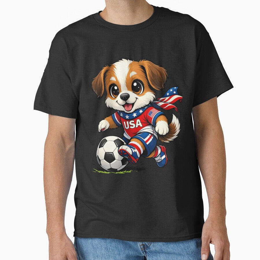 Cute Puppy Soccer Player USA Flag Dog Lover by Tsugraf Designs