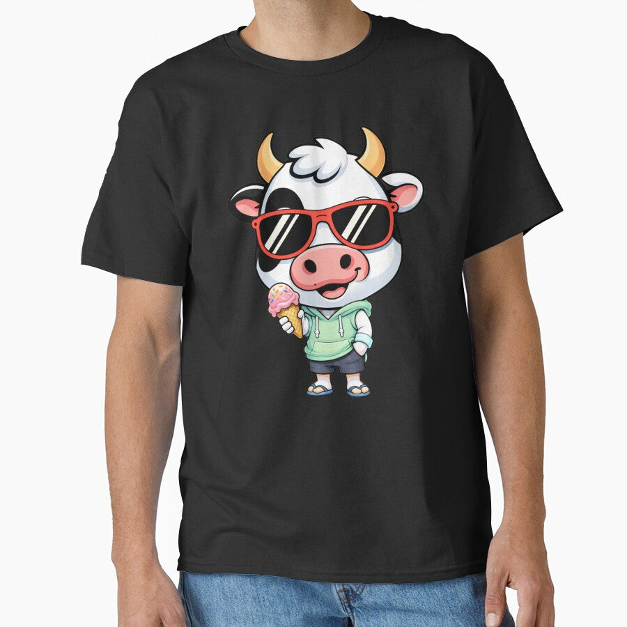 Ice Cream Summer Cow – Cute Chibi Cow Cartoon | Happy Vacation Design by ColorSplash123