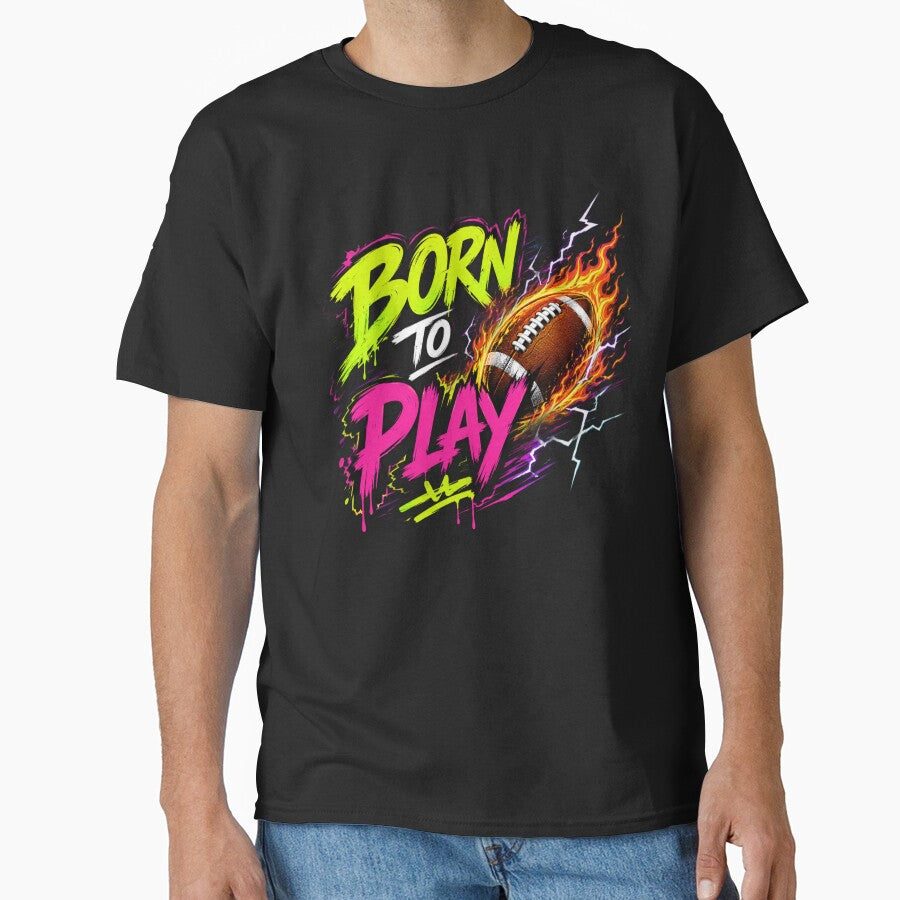 Born To Play Football Graffiti Design | Neon Soccer Ball Flames Streetwear by DoneAndDusted