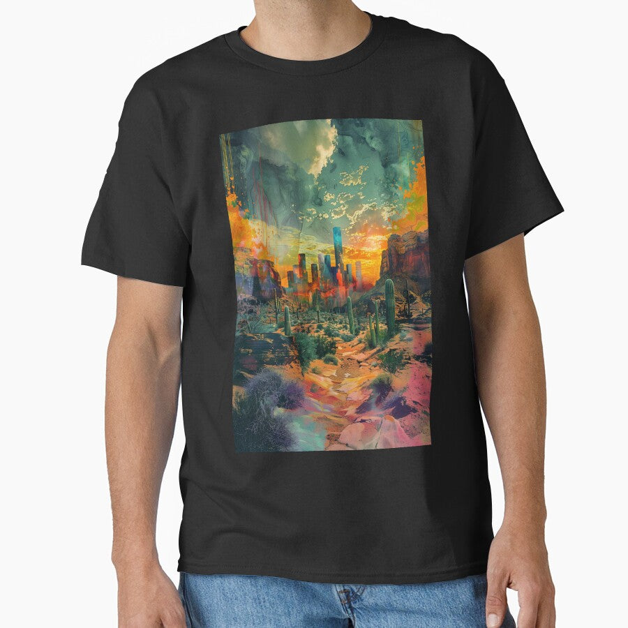 Vibrant desert cityscape at sunset by palmyst