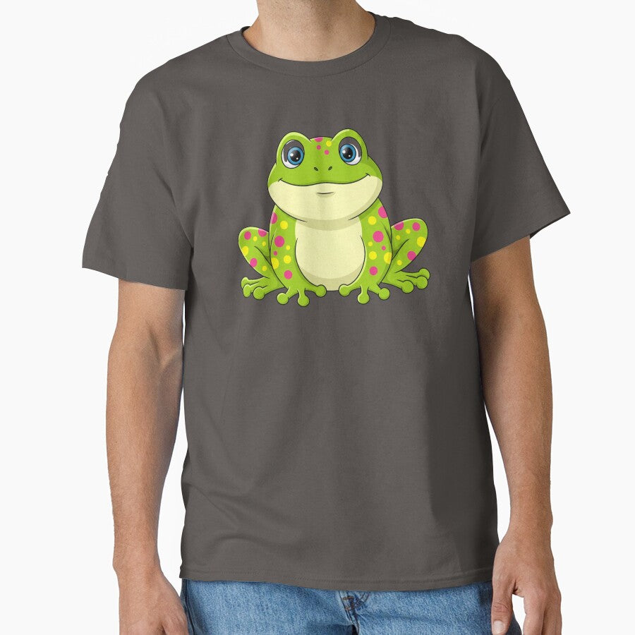 Cute Kawaii Spotted Frog Big Eyes Pink Green Cartoon by anandsiva2703