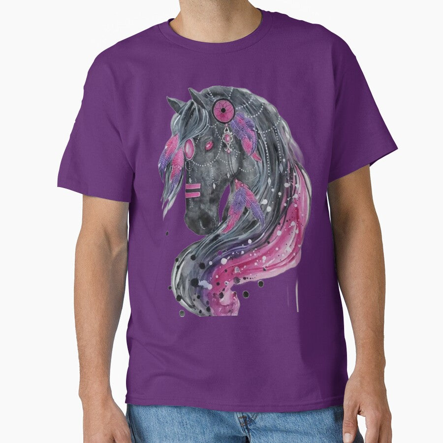 Black Horse Essential T-Shirt by ROBIOBAR