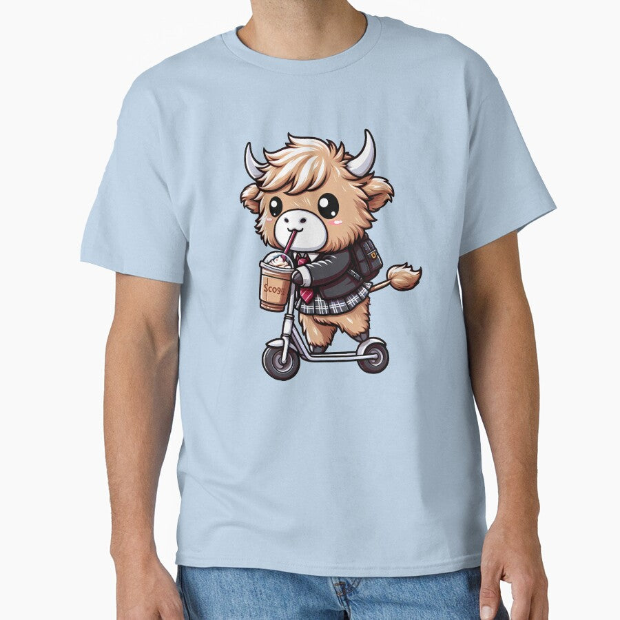 Fluffy Baby Highland Cow Ride Electric Scooter by Funny Vintage Stickers And T-Shirts