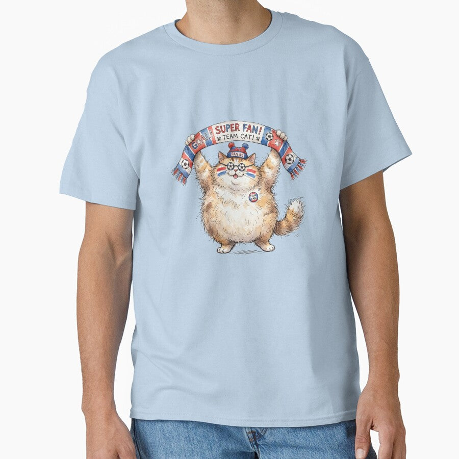Funny Fluffy Cat Soccer Super Fan holding Goal Scarf Art by BreezifyDesignStudio