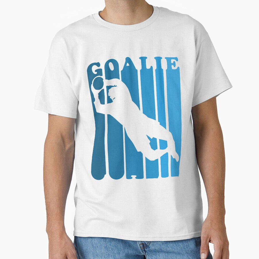 Retro 1980's Style Soccer Goalie Silhouette T-Shirt Goalie Soccer Sport by arcadetoystore