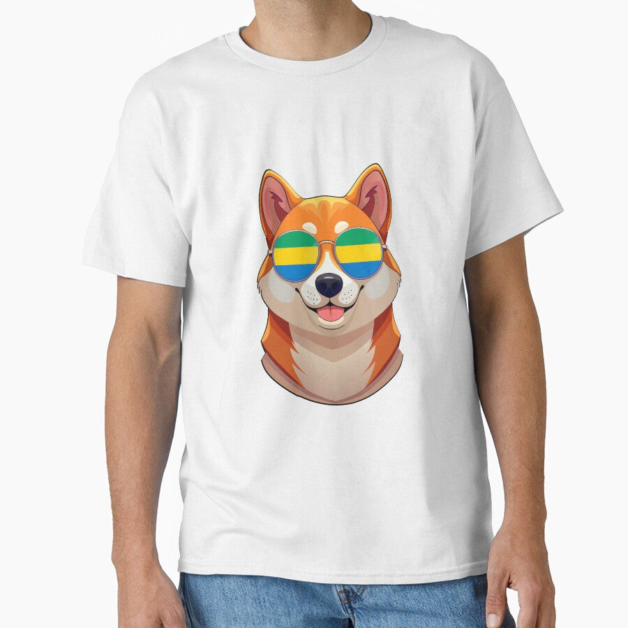 Vintage Patriotic Shiba Inu Gabonese Flag by DreamBrushy