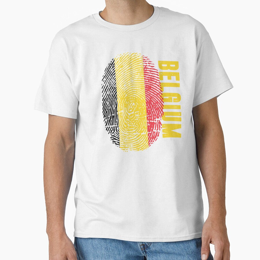 Belgium Flag Fingerprint DNA Belgian by PartyShirts1