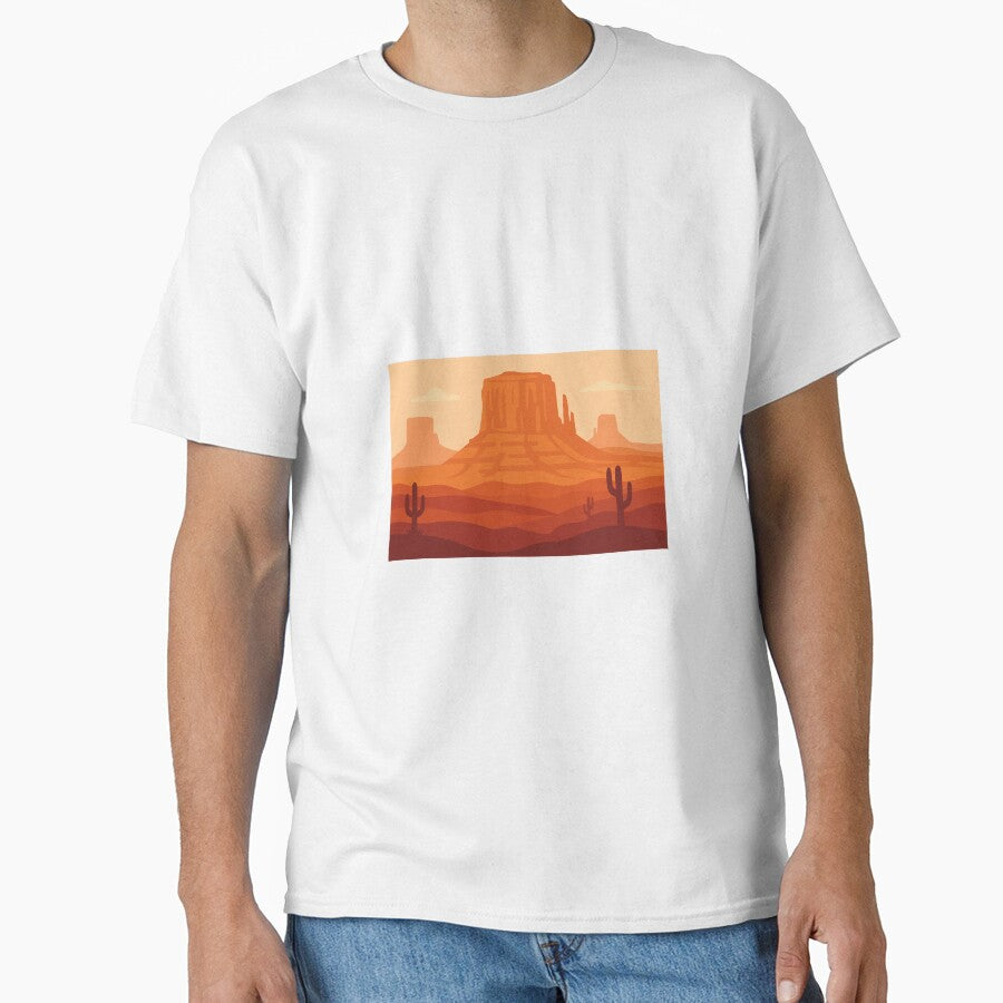 Orange Desert Landscape – Minimalist Western Nature Illustration by Greemo03