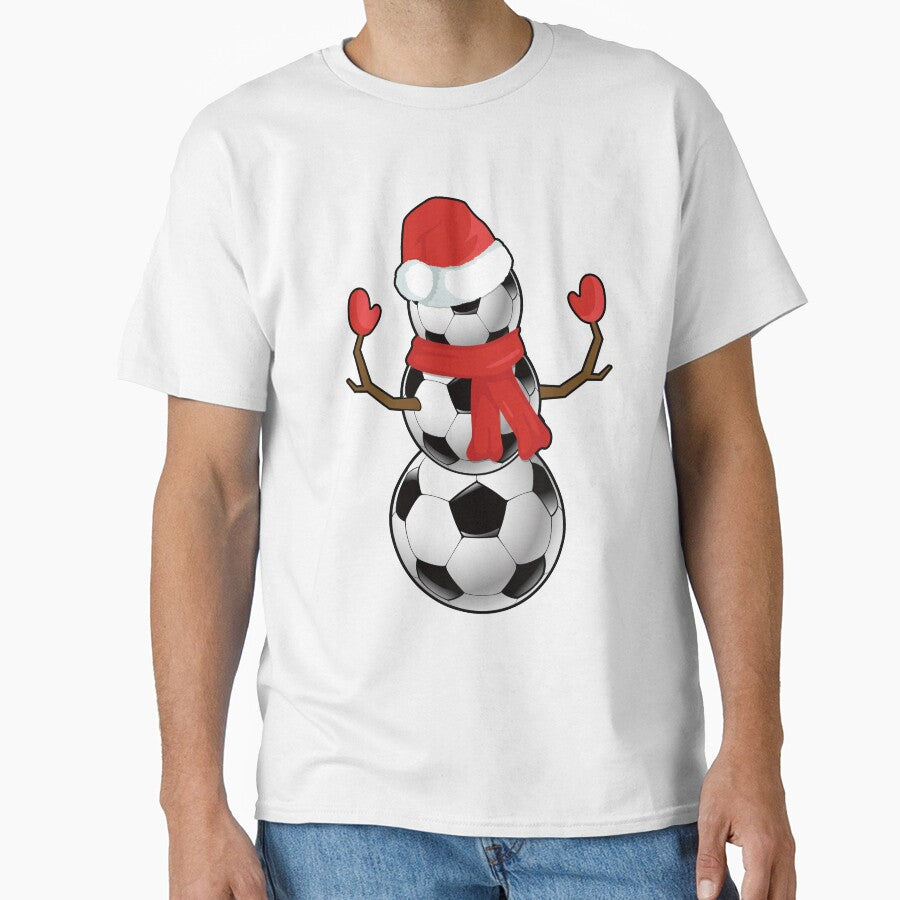 Funny Christmas Soccer Balls Snowman TShirt by MerchK1ng