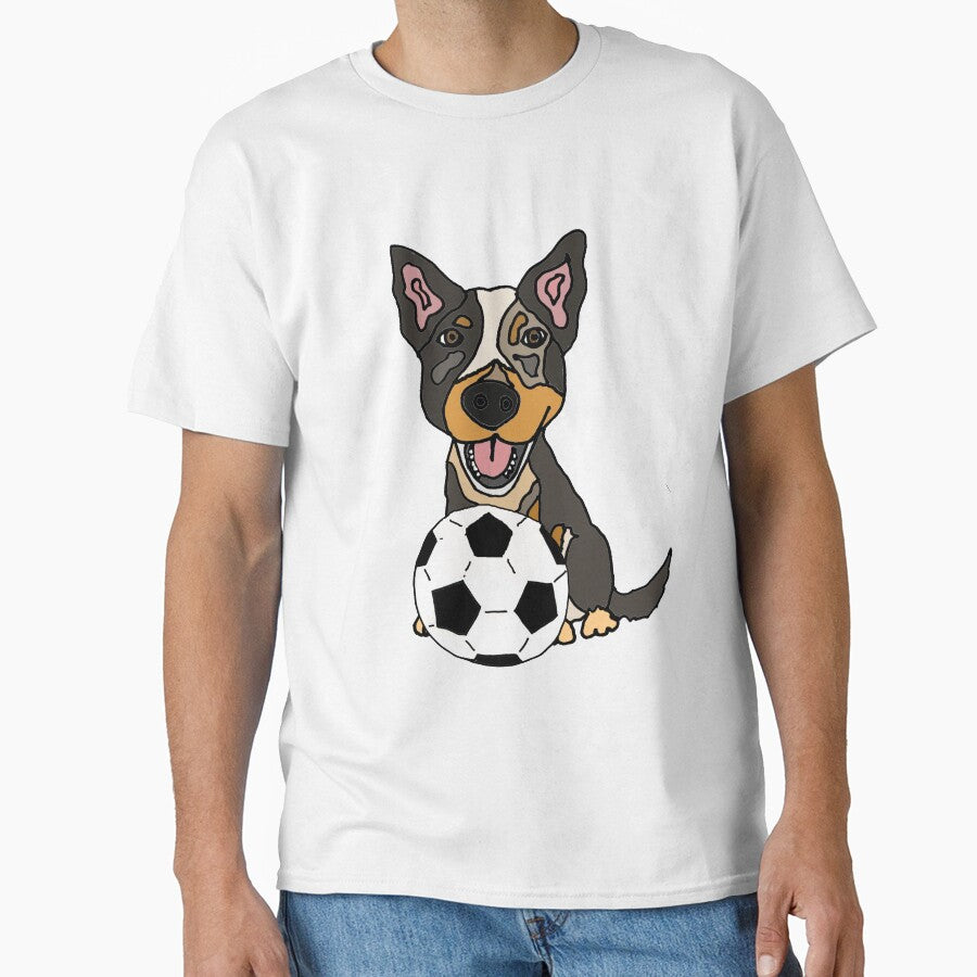 Cool Funny Artsy Australian Cattle Dog Playing Football by Nature's Fancy