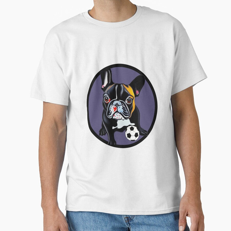 Cute Black French Bulldog Playing Soccer by Nature's Fancy