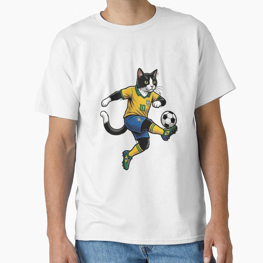 Retro 90s Brazilian Soccer Cat by Ink & Void Co.