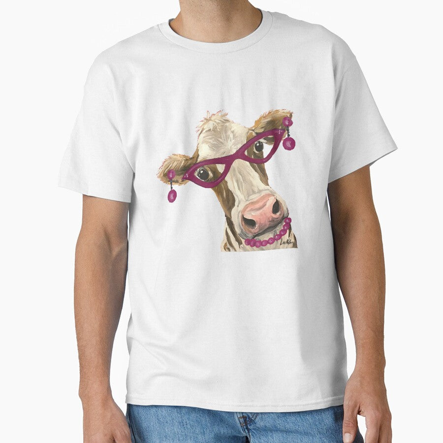 Cute Cow with Glasses and Earrings by leekellerart