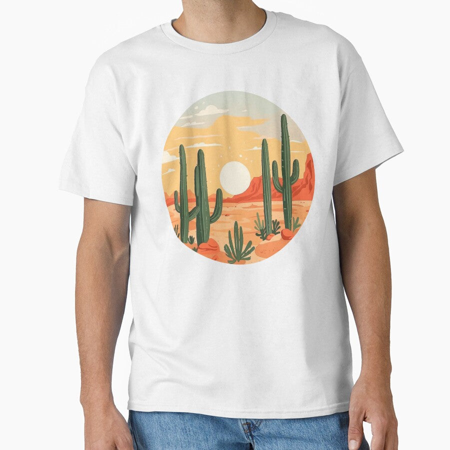 Vivid Desert Scene | Radiant Sun and Cacti Art by TurtleDojo
