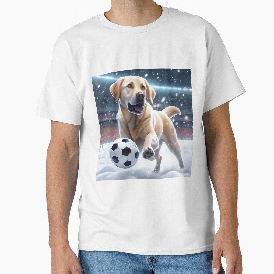 A Labrador Dog Playing Soccer/Football In The Snow by MusicalArtisty
