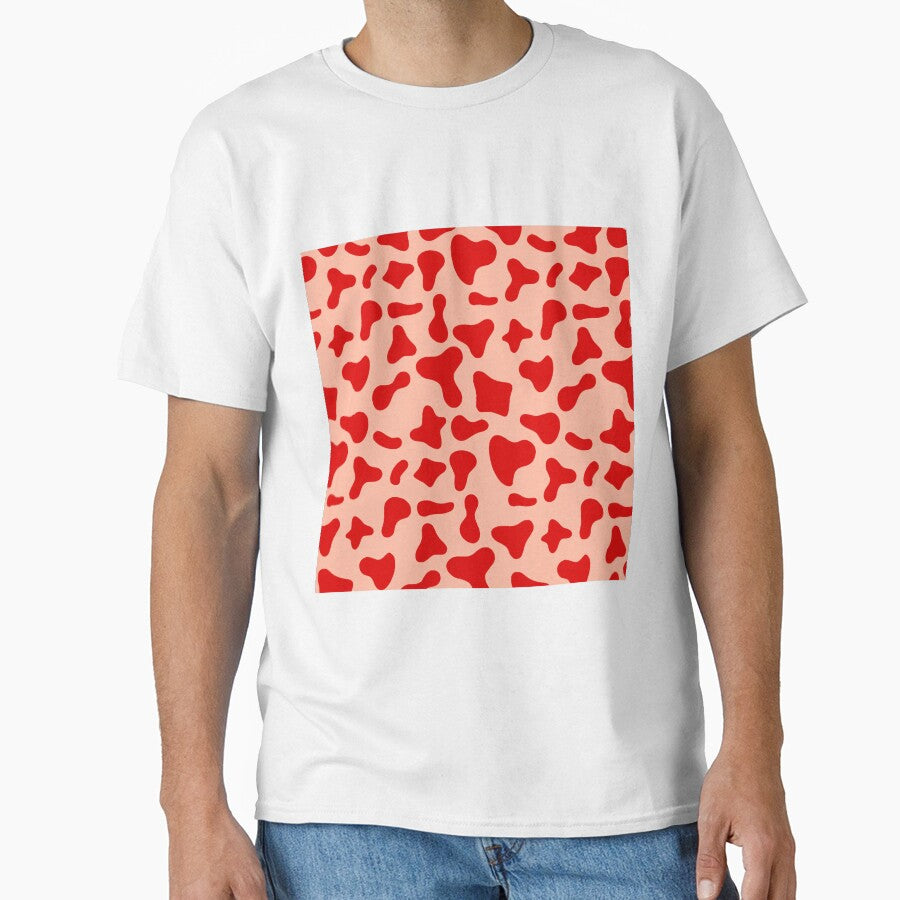 Red Cow Pattern on Pink Cow | Holstein Cow Pattern by Cow-Print-Stuff