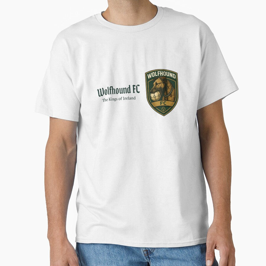 Wolfhound FC - The Kings of Ireland - Irish Wolfhound with soccer ball in mouth  - Green Font by Irish Wolfhound Central