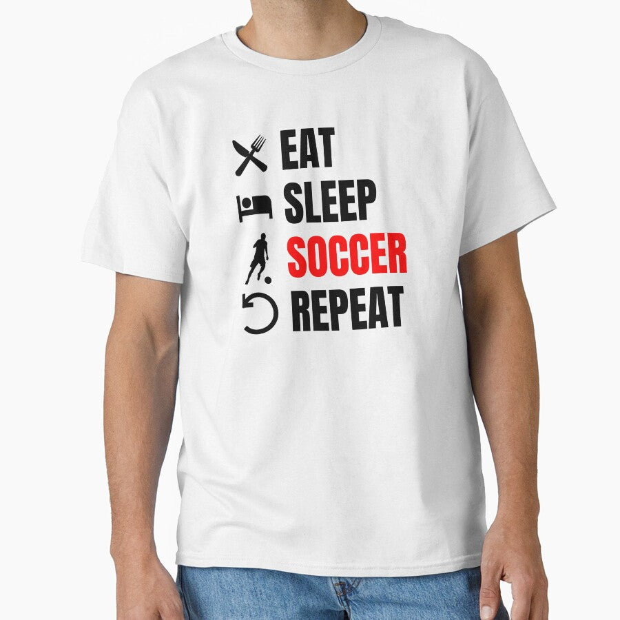 Eat Sleep Soccer Repeat Red Black on White by Web CreationsNL