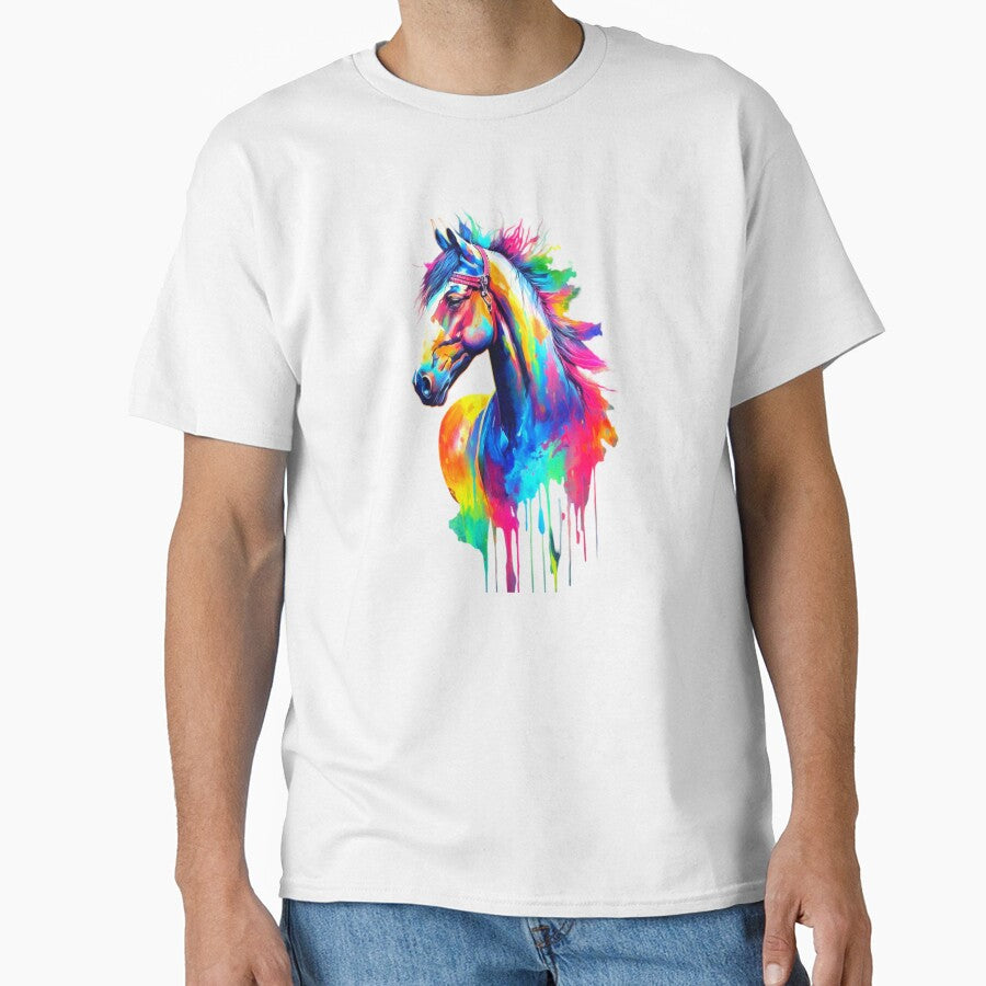 Neon Colorful Horse Splash Glow Vibrant Rainbow Art by ExploreAura Studio