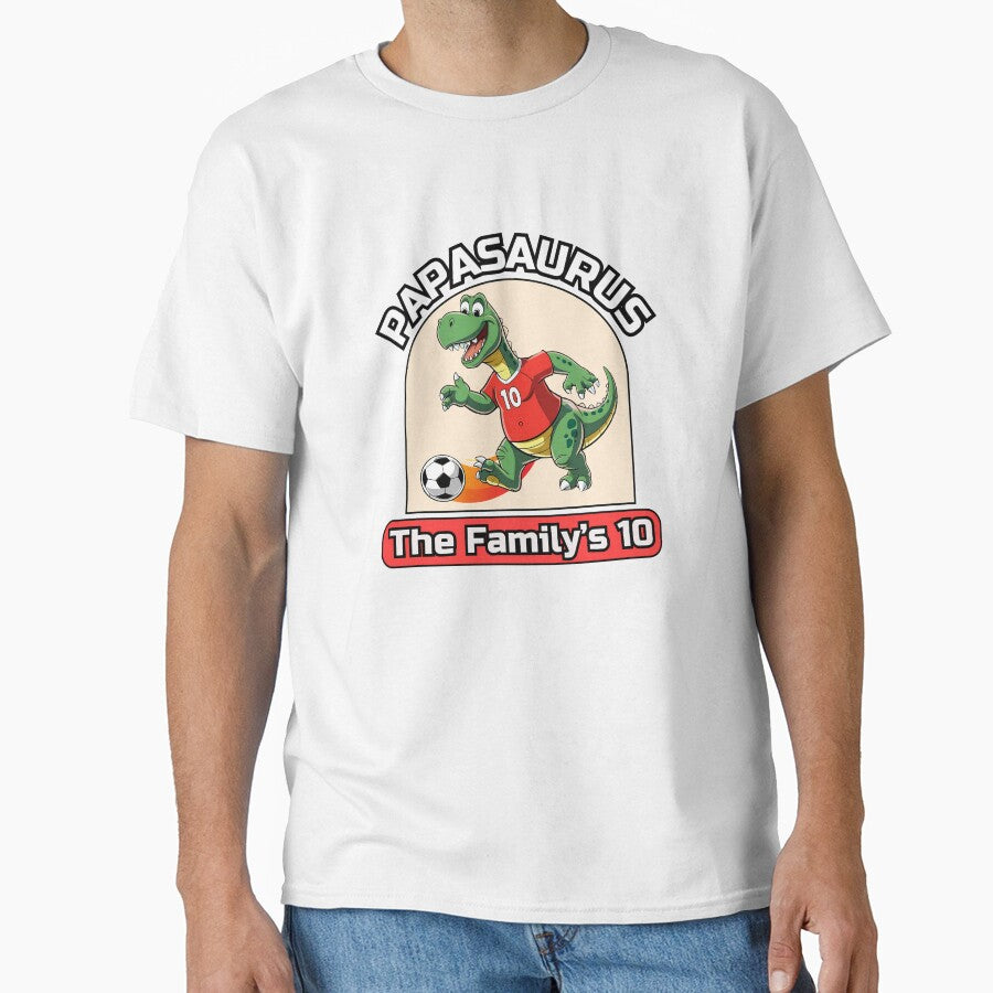 Daddysaurus Rex Funny Futbol Soccer Papasaurus Family´s 10 by SaavedraDesign